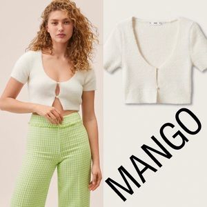 MANGO KNITTED CROPPED CARDIGAN  ivory bloggers favorite